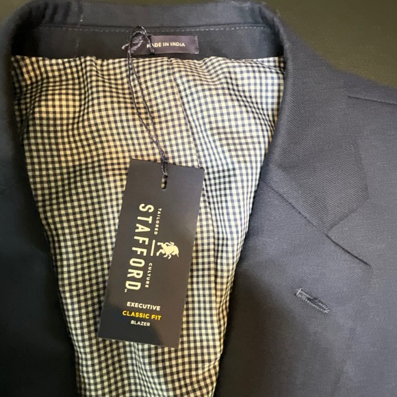 NWT Stafford Executive Classic Fit Blazer Navy Wool Men 48 REG Gold‎ Buttons - Picture 10 of 14